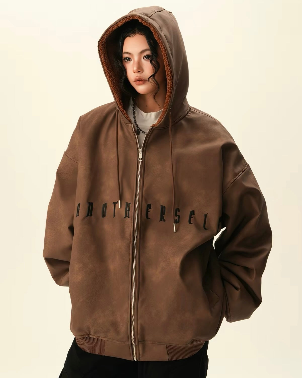 Sherpa Lined Oversized Zip Hoodie