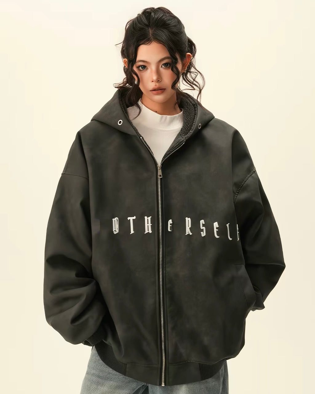 Sherpa Lined Oversized Zip Hoodie