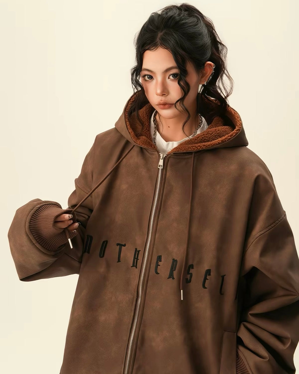 Sherpa Lined Oversized Zip Hoodie