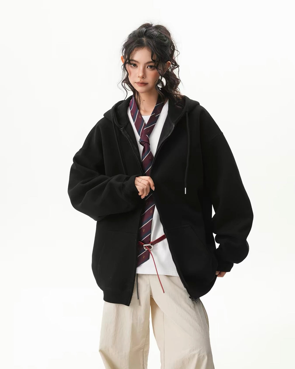 Oversized Basic Zip Hoodie