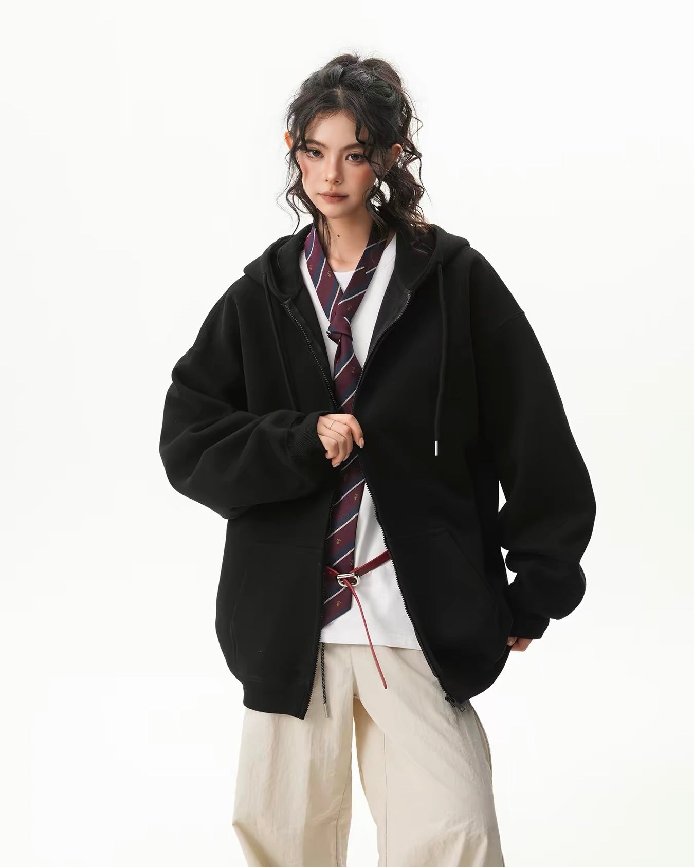 Oversized Basic Zip Hoodie