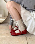 Studded Square-Toe Mary Jane Flats