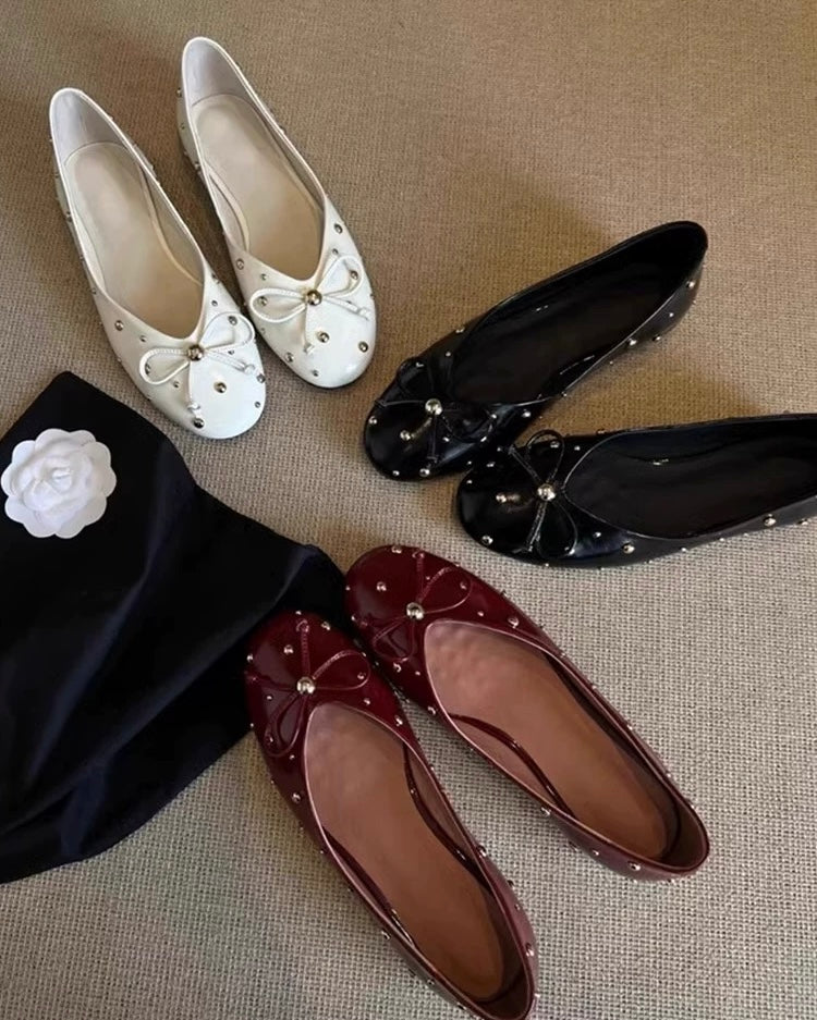 French Studded Ballet Flats