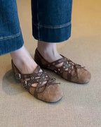Star Studded Cross-Strap Ballet Flats