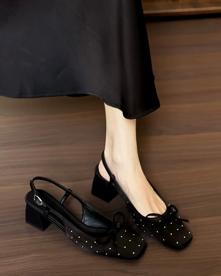 Elegant Ribbon Slingback Heels