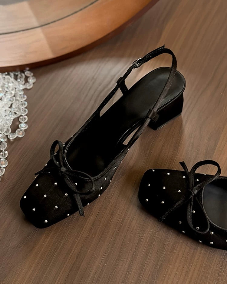 Elegant Ribbon Slingback Heels