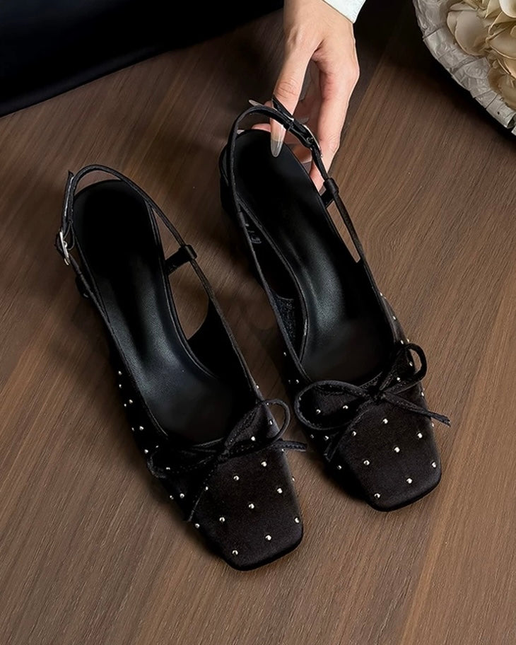 Elegant Ribbon Slingback Heels