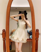 Rosette Layered Mini Dress