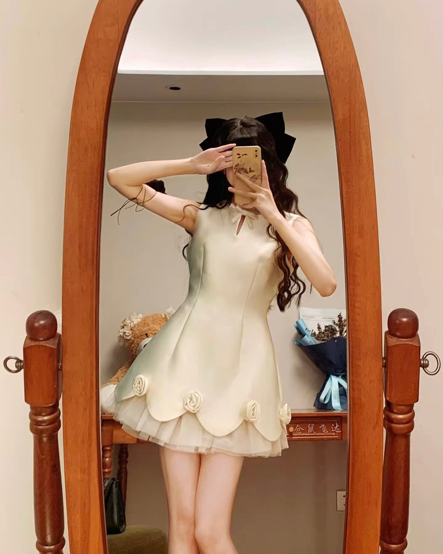 Rosette Layered Mini Dress