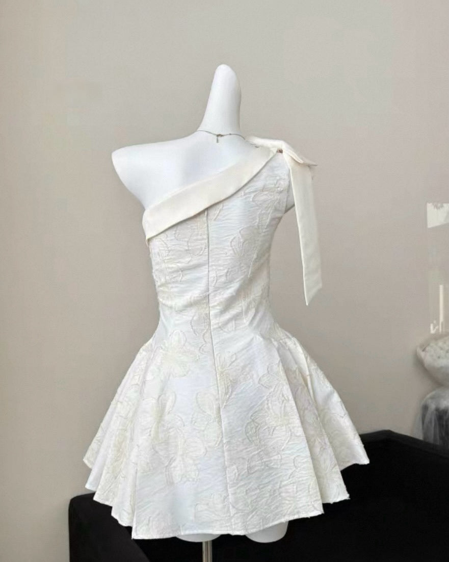 One Shoulder White Dress