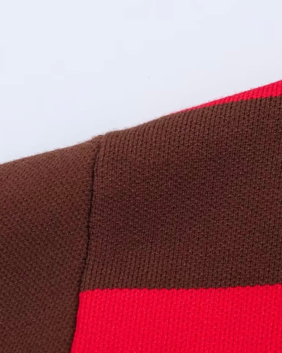 Striped Collared Knit Sweater