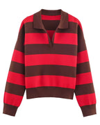 Striped Collared Knit Sweater