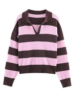 Striped Collared Knit Sweater