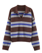 Striped Collared Knit Sweater