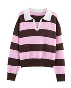 Striped Collared Knit Sweater