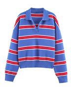 Striped Collared Knit Sweater