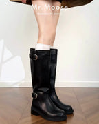 Buckle Knee-High Boots