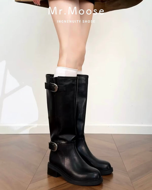 Buckle Knee-High Boots