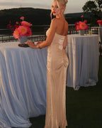 Elegant Strapless Ruched Maxi Dress