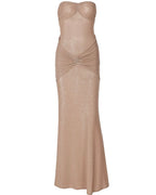 Elegant Strapless Ruched Maxi Dress