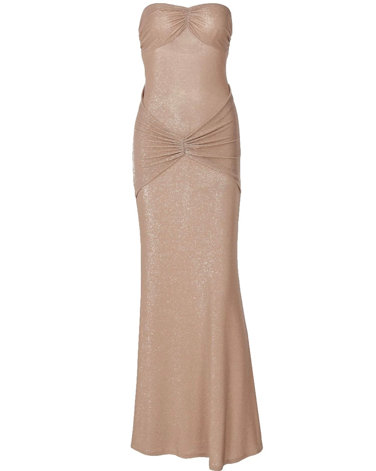 Elegant Strapless Ruched Maxi Dress