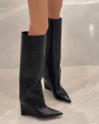 Pointed Wedge Knee Boots 🖤