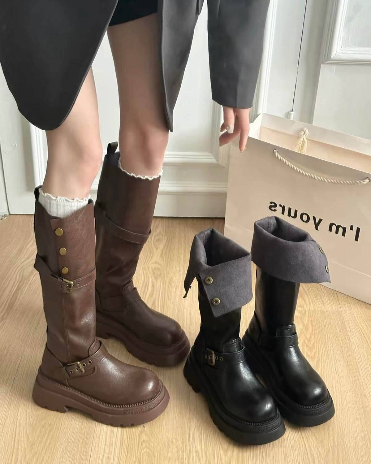 Vintage Platform Knee-High Boots 🤎🖤
