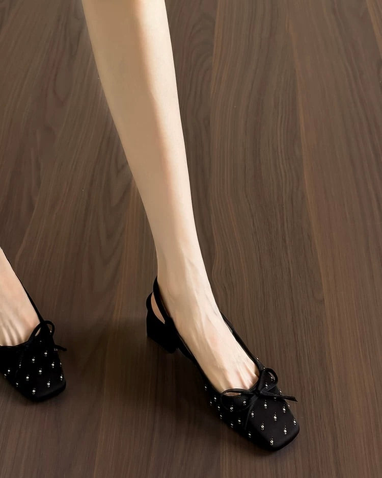 Elegant Ribbon Slingback Heels