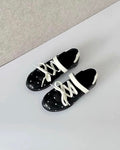 Polka Dot Lace-Up Ballet Flats