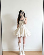 Polka Dot Ribbon Mini Dress