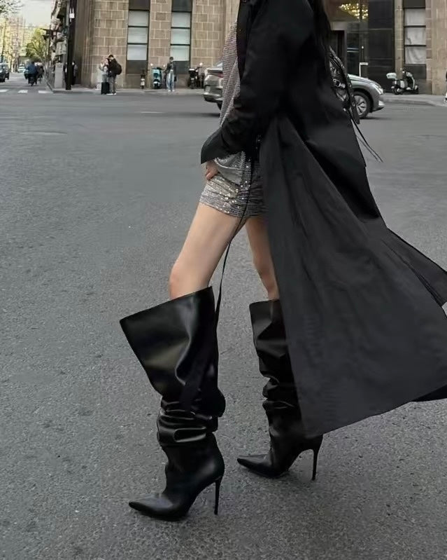 Slouchy Knee-High Stiletto Boots