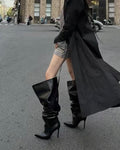 Slouchy Knee-High Stiletto Boots