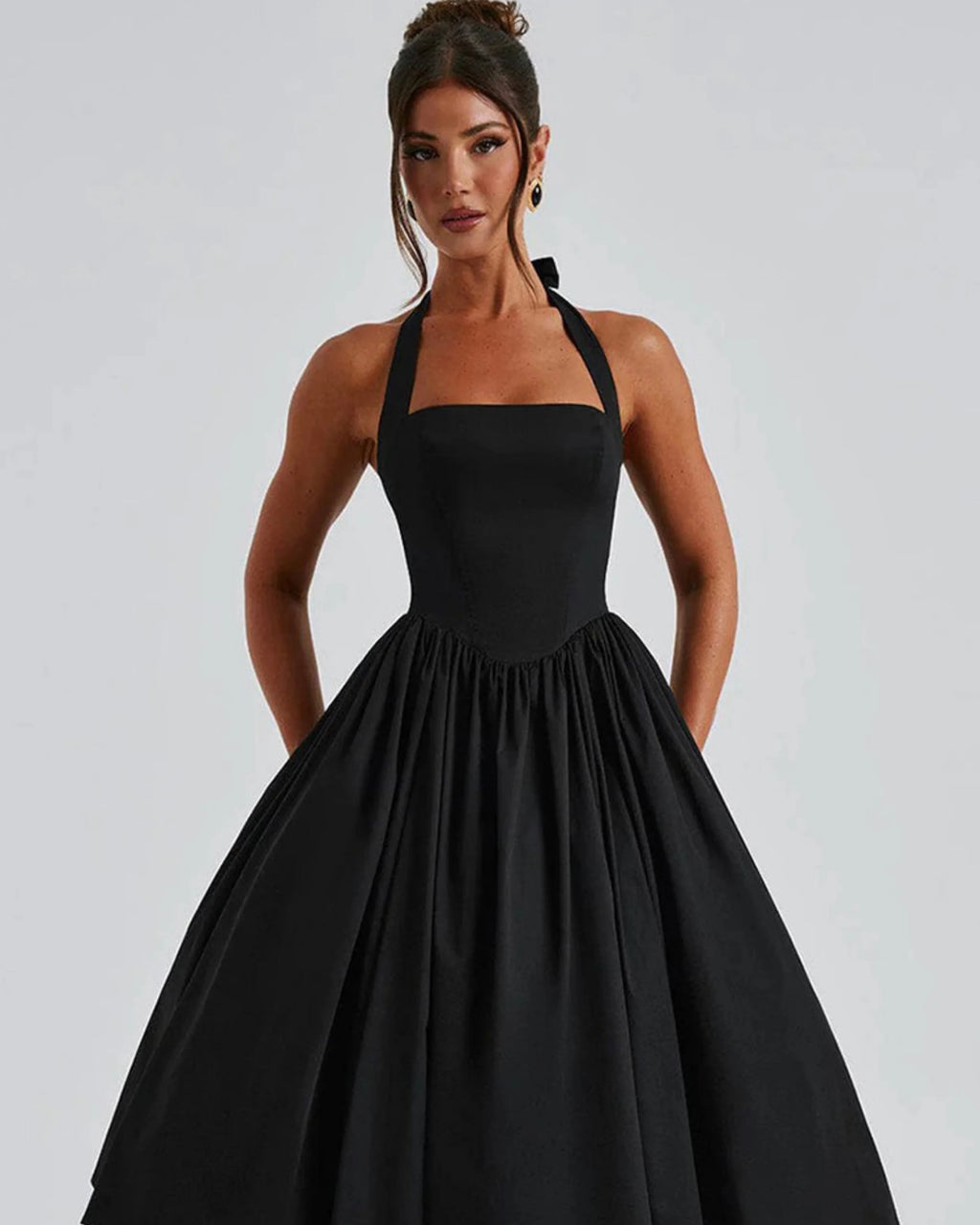 Halter neckline midi dress