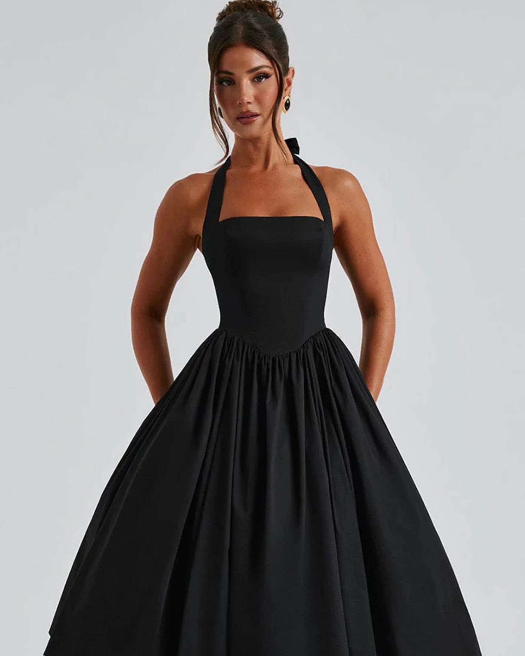 Halter neckline midi dress