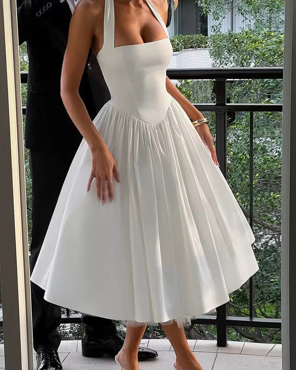 Halter neckline midi dress