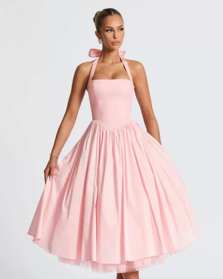 Halter neckline midi dress