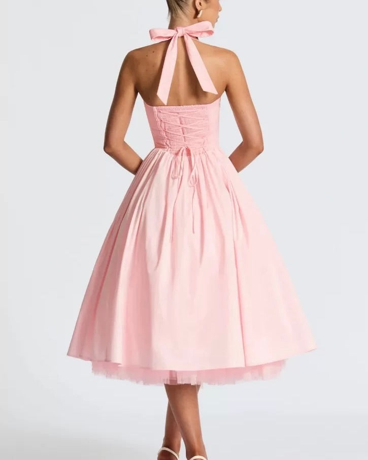 Halter neckline midi dress