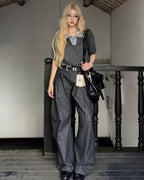 Pinstripe Wide-Leg Trousers