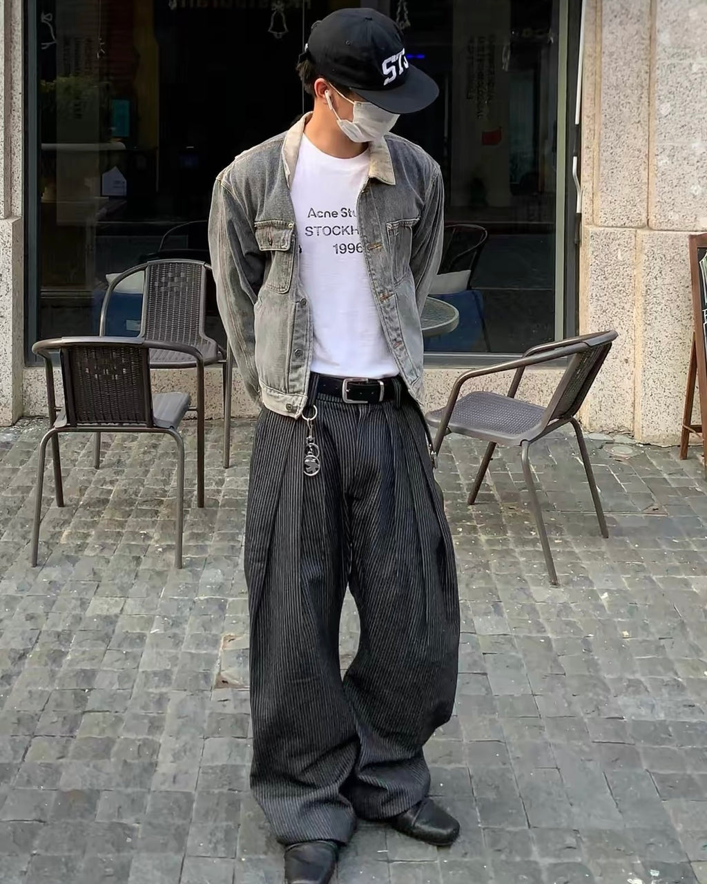 Pinstripe Wide-Leg Trousers