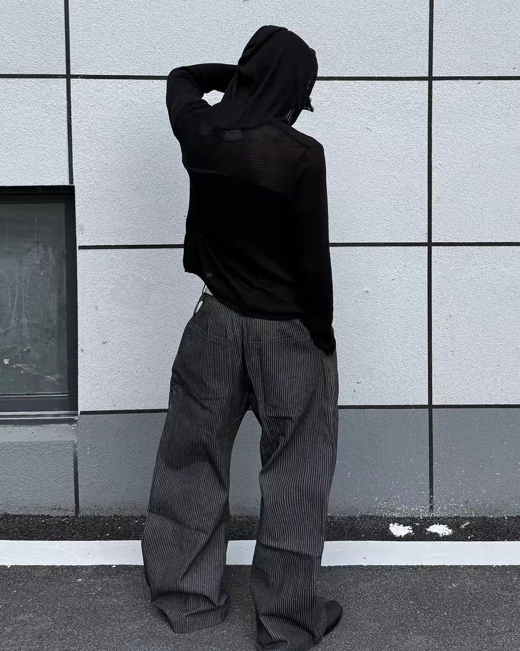 Pinstripe Wide-Leg Trousers