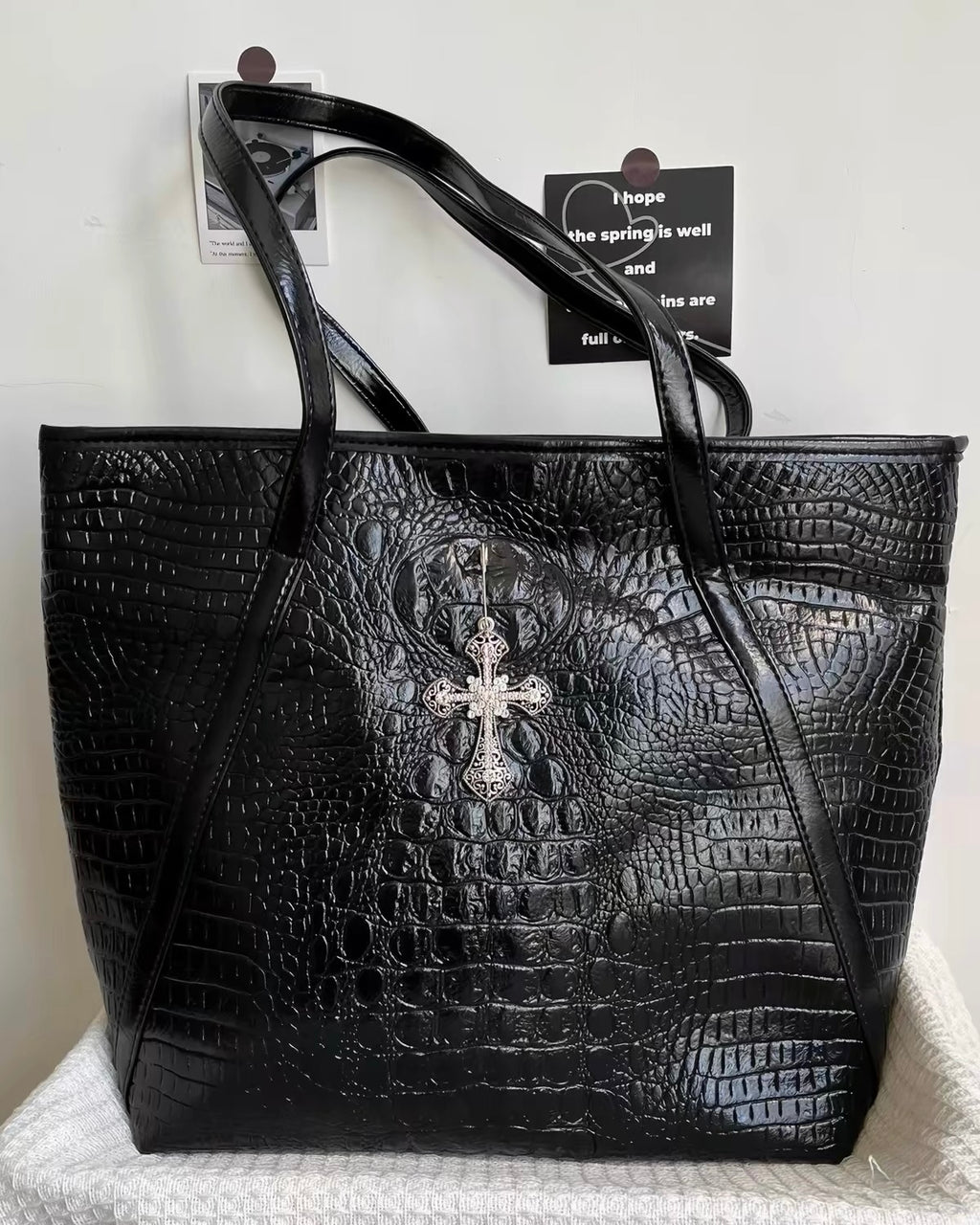 Cross Embossed Tote Bag