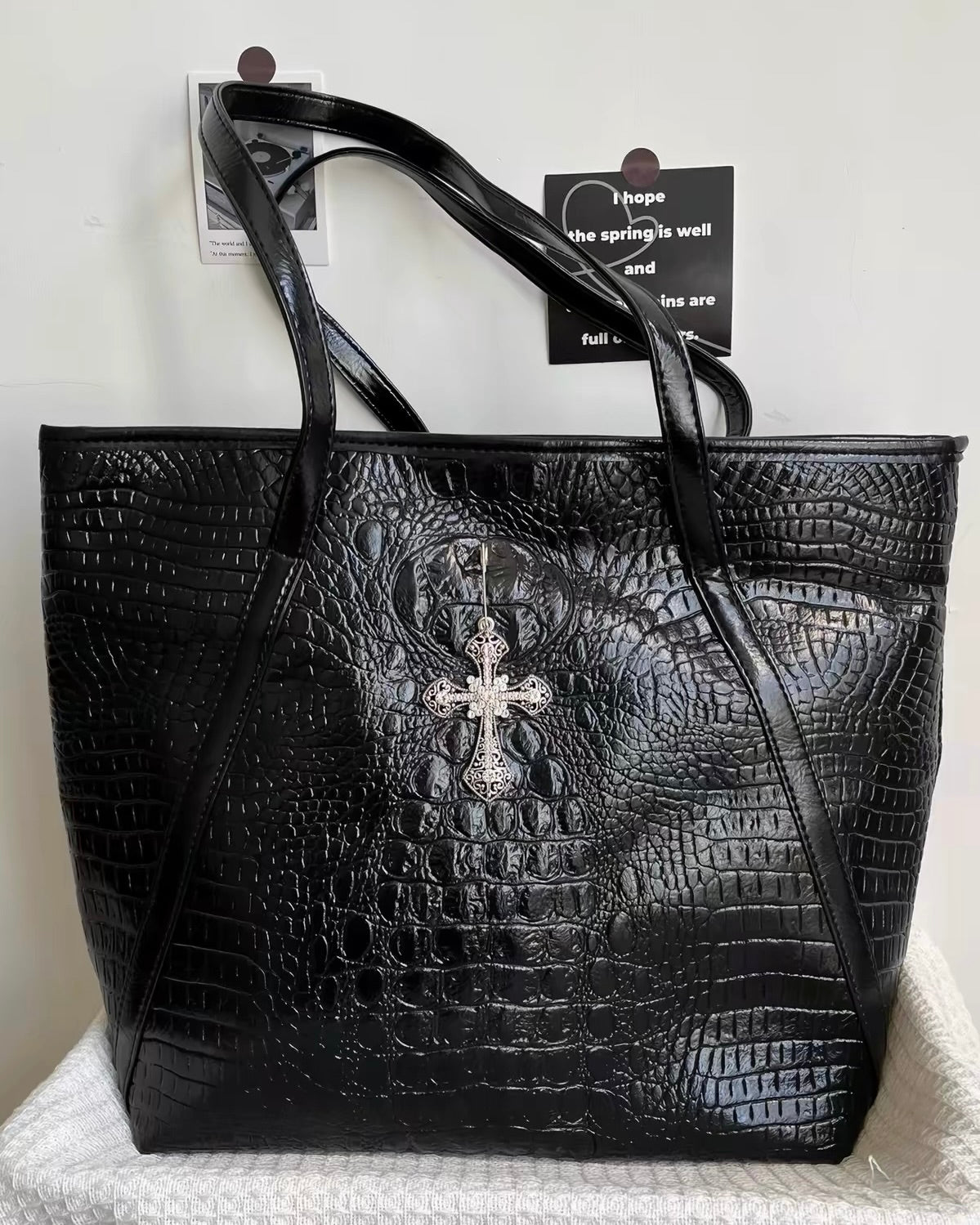 Cross Embossed Tote Bag