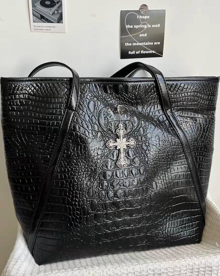 Cross Embossed Tote Bag