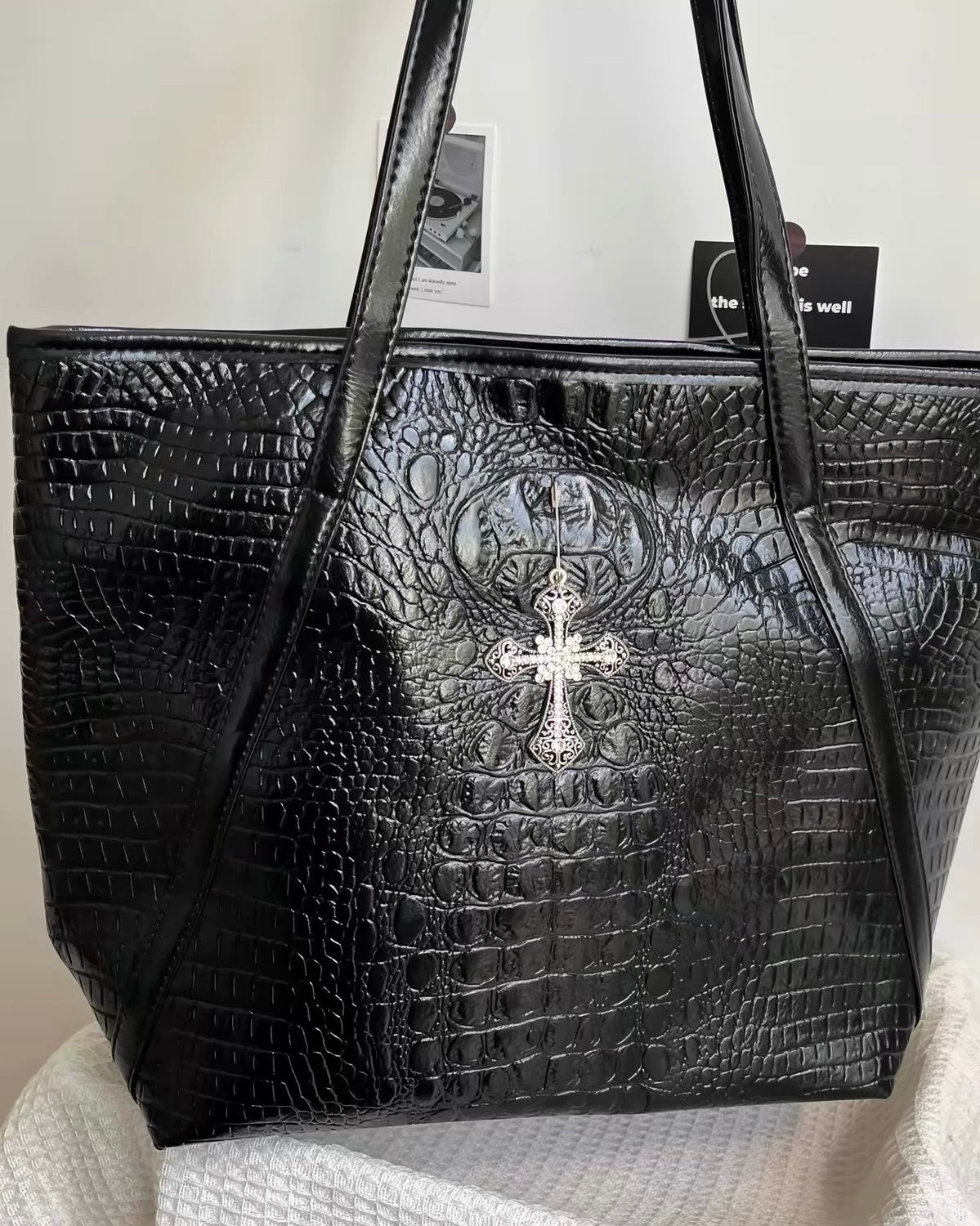 Cross Embossed Tote Bag