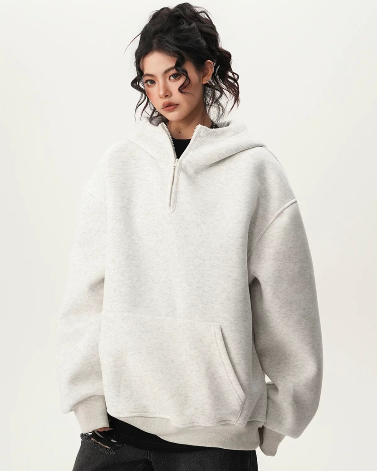 Half-Zip Oversized Hoodie