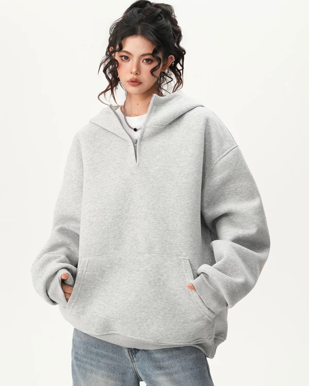 Half-Zip Oversized Hoodie