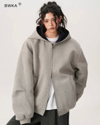 Oversized Zip-Up Hoodie — Contrast Hood