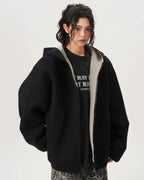 Oversized Zip-Up Hoodie — Contrast Hood