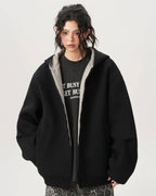 Oversized Zip-Up Hoodie — Contrast Hood
