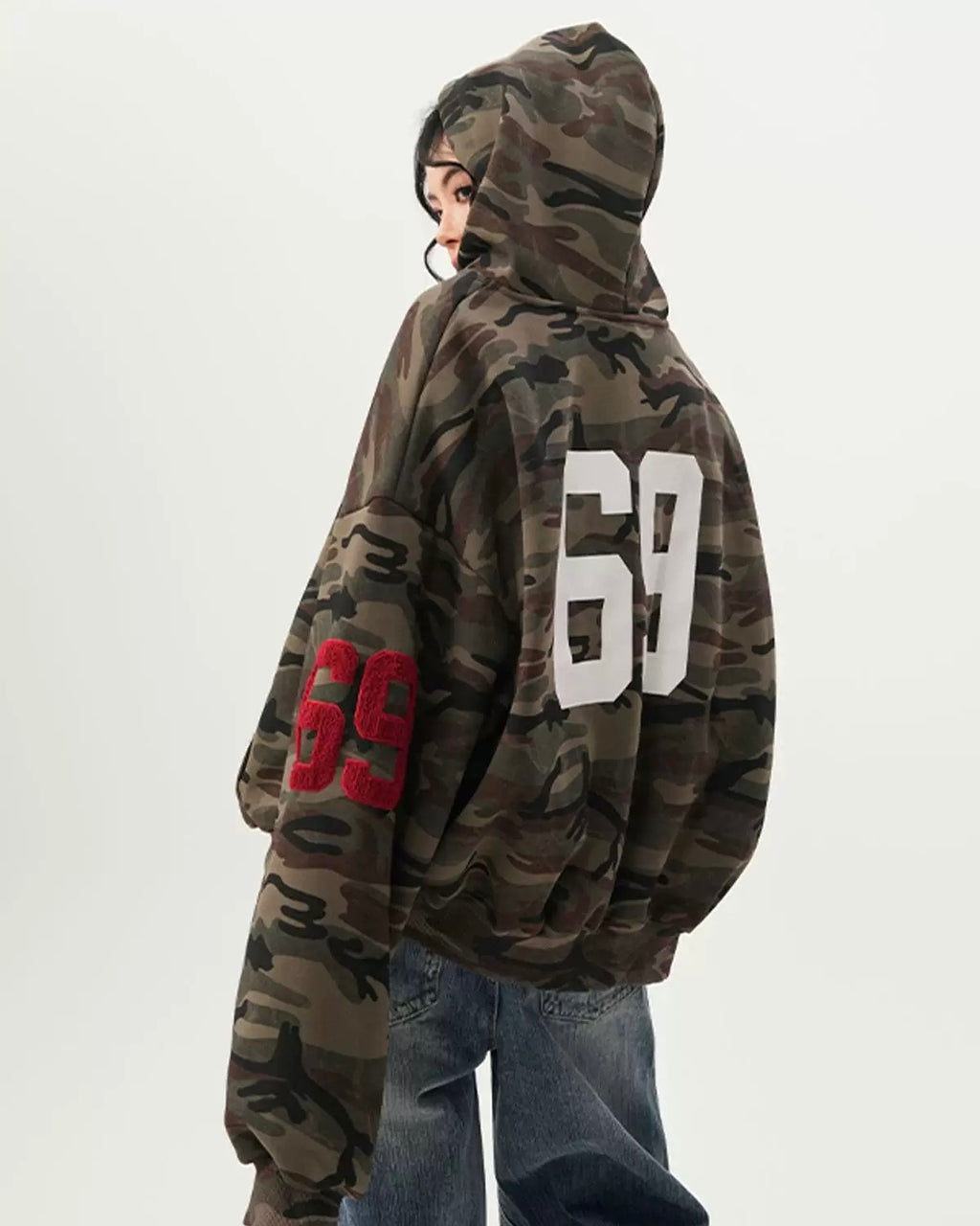 Camo Oversized Zip-Up Hoodie